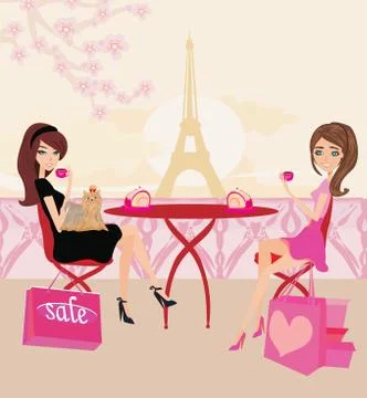 Cafe in Paris Stock Illustration