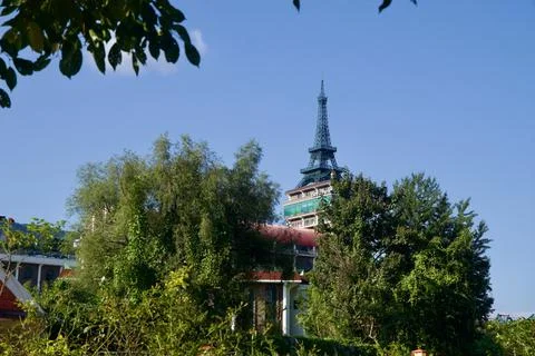Cafe Paris Tower through Trees Stock Photos