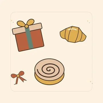 Cafe pastry box inspired gift arrangement. Decorative flat vector composition Stockillustratie