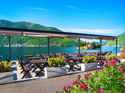 Cafe in Perast Stock Photos