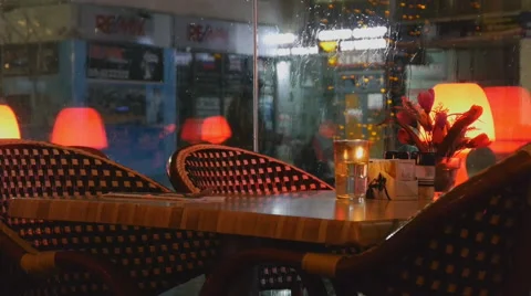 Cafe rain candle atmosphere Stock Footage 58602735