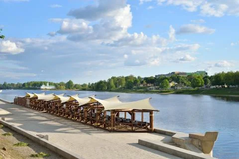 Cafe on the river Stock Photos