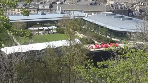 A cafe on a rooftop Stock Footage 91142249