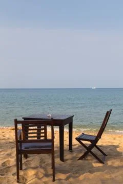 Cafe on the sandy beach Stock Photos