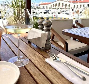 Cafe by the sea. Stock Photos