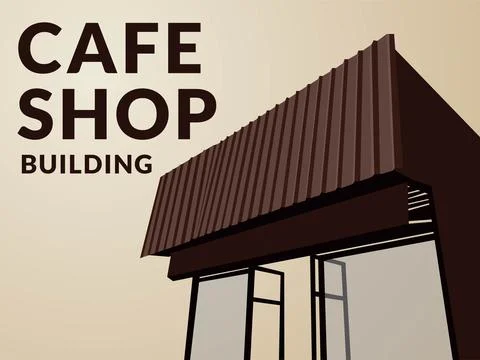 Cafe Shop Building Template Stock Illustration