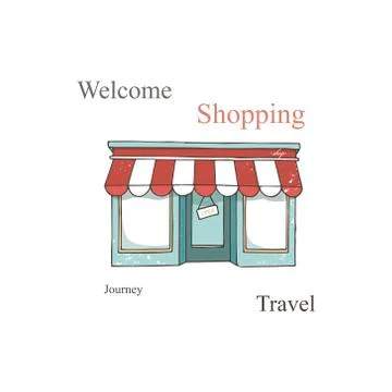 Cafe shop, storefront. Vector. Coffee house, vintage store front. Facade buil Stock Illustration