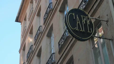 Cafe sign in Paris Stock Footage 144359320