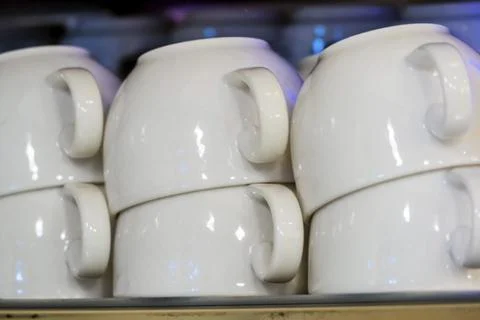 Cafe stack of cups, symbol for catering, leisure, order Austria Stock-Fotos