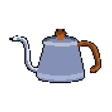 Cafe steel drip kettle pixel art vector illustration Stock Illustration
