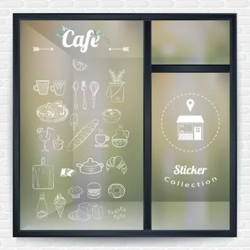 Cafe sticker collection Illustrazione stock