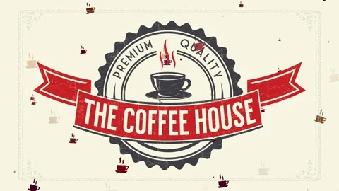 Cafe store dine leaflet with coffee mug symbol and elegant award with aged Stock Footage 130927076