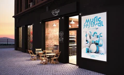 Cafe store front mockup Stock Illustration