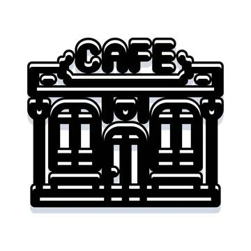 Cafe storefront building icon with retro style Ilustración de archivo