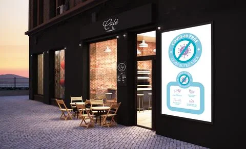 Cafe storefront Covid Free Stock Illustration