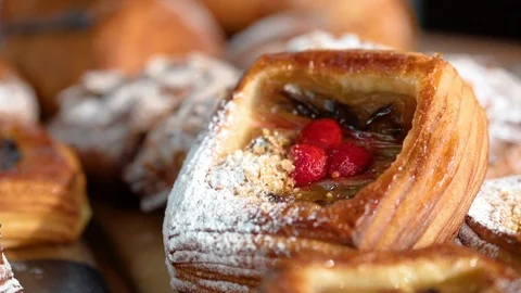 Cafe Sweet Breads on counter 2 Stock Footage 87437266