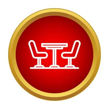 Cafe table and chairs icon in red circle Ilustração Stock