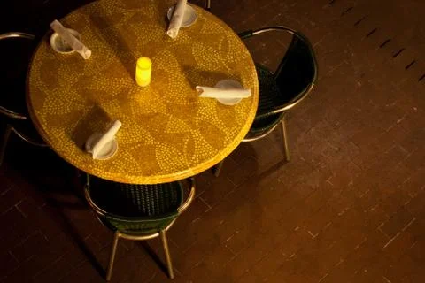 Cafe Table with Candle Photos