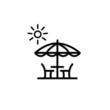 Cafe table with chairs and parasol icon vector illustration Stock Illustration