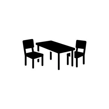 Cafe Table With Two Chairs Seating Icon Stock Illustration
