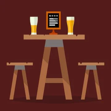 Cafe tables in restaurant setting vector dining furniture table and chair for Stock Illustration