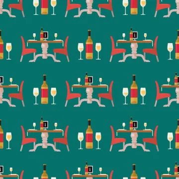 Cafe tables in restaurant setting vector dining furniture table and chair for Stock Illustration