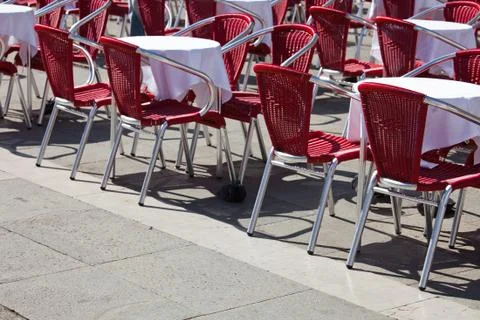 Cafe tables in Venice Stock Photos