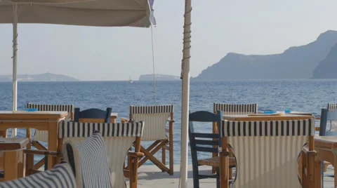 Cafe terrace with sea view 스톡 동영상 58606580