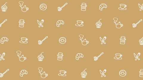 Café-Themed Illustration Pattern Background 動画素材 309308941