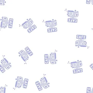 Cafe trailer glyph vector seamless pattern black 스톡 일러스트