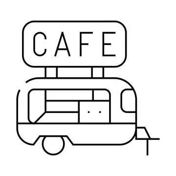 Cafe trailer line icon vector illustration black Illustrazione stock