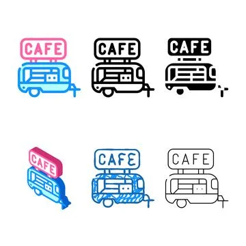 Cafe trailer types color icon vector Stock Illustration