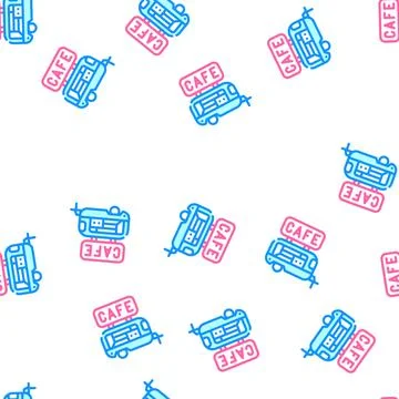 Cafe trailer vector seamless pattern Illustrazione stock