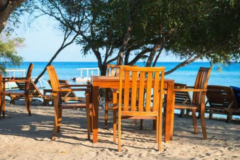 Cafe on a tropical beach Stock Photos