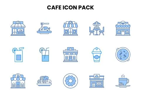 Cafe Two Colour Scalable Icons Pack Stock Illustration