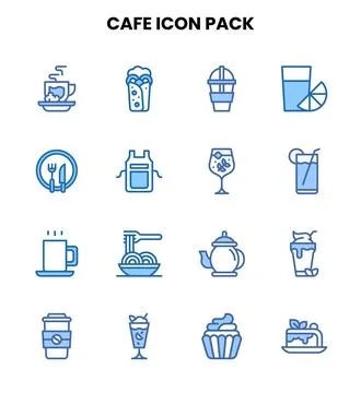 Cafe Two Colour UI Icons Pack Stock Illustration
