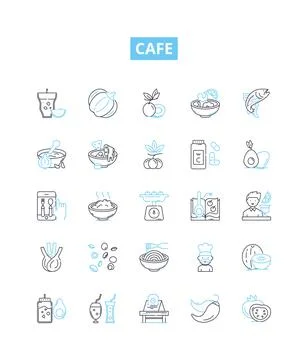Cafe vector line icons set. Cafe, Coffee, Barista, Espresso, Latte, Cappuccino Stock Illustration