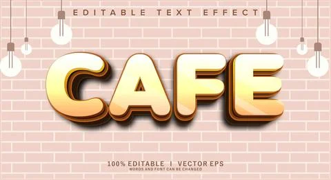 Cafe vector text effect with modern style design Stock Illustration