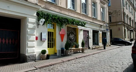 Cafe in Vyborg, Russia Stock Footage 112935394