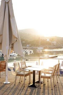 Cafe on the waterfront Stock Photos