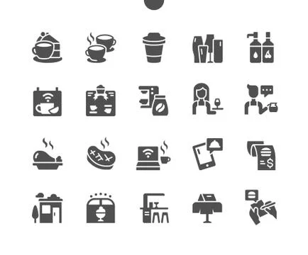 Cafe Well-crafted Pixel Perfect Vector Solid Icons イラスト素材