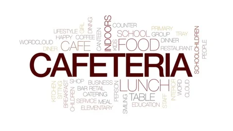 Cafeteria animated word cloud, text design animation. Kinetic typography. Stock Footage 80212616