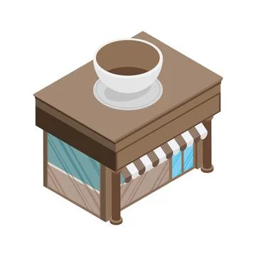 Cafeteria building isometric Stock Illustration