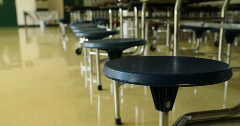 Cafeteria Seat at a Table Tracking Handheld Slow Motion Stock-Footage 96461829