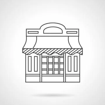 Cafeteria. Storefronts flat line vector icon. Stock Illustration