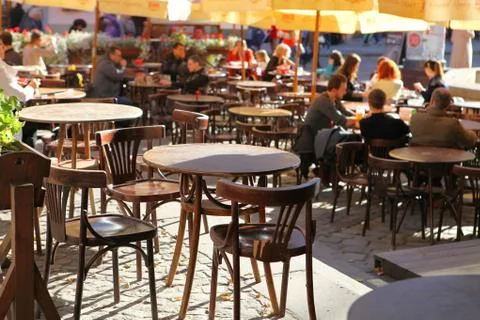 Cafeteria on the street Stock Photos