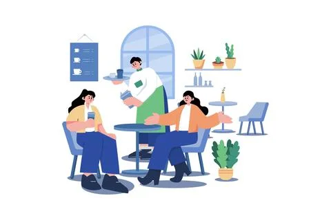 Cafeteria Worker Illustration concept. A flat illustration isolated on whit.. Stock Illustration