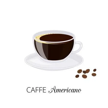 Caffe americano with coffee beans. Stock Illustration