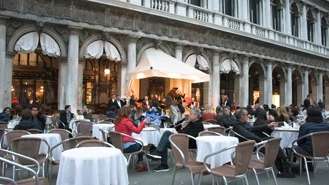 Caffe Florian in Piazza San Marco in Venice, Italy Stock Footage 106292952