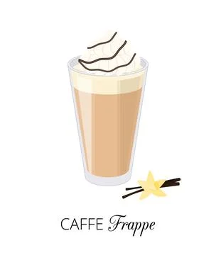 Caffe glace with vanilla flower. Stock Illustration